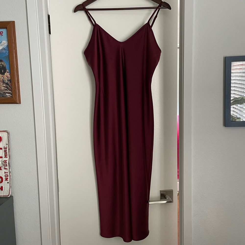Banana Republic maroon red satin slip dress size small